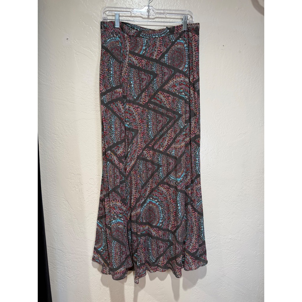 Lucy & Laurel Women Multi-Color Geometric Mosaic Print Pleated Maxi Skirt Size M